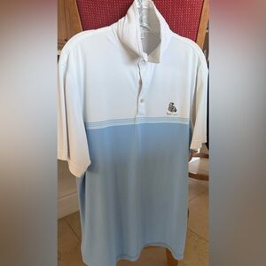 Peter Millar Men's White & Blue Golf polo w/TwinEagles GC logo